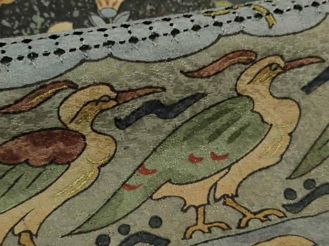 平和屋本店●極上 中国三大刺繍 スワトウ刺繍 汕頭刺繍 訪問着 エジプト壁画文様 金糸 金通し地 逸品 DZAB8249kh6