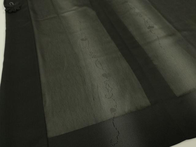 平和屋着物∞極上 道中着 スリーシーズン 春夏秋 塵除け ロング丈 紗 蔦の葉文 暈し染め 黒地 逸品 DZAB8294kh6