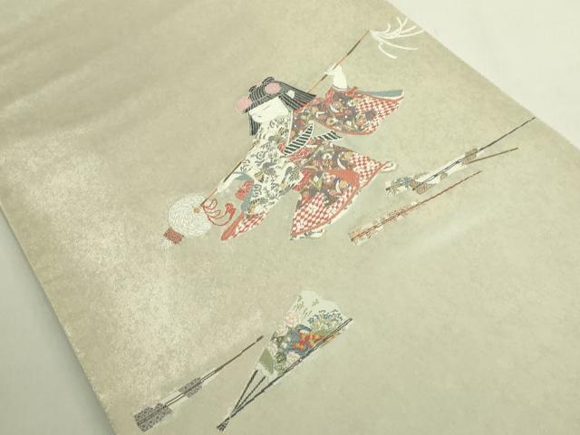 平和屋本店●極上 二代目・由水十久 本加賀友禅 西陣 長嶋成織物 ながしま帯 太鼓柄袋帯 桃山の舞 瀞銀錦 共箱付 逸品 DZAB8311kh6