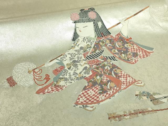 平和屋本店●極上 二代目・由水十久 本加賀友禅 西陣 長嶋成織物 ながしま帯 太鼓柄袋帯 桃山の舞 瀞銀錦 共箱付 逸品 DZAB8311kh6