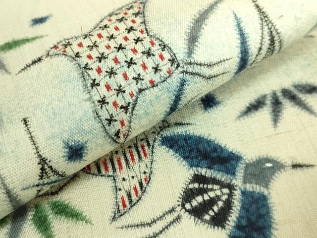 平和屋本店●極上 工芸帯 九寸名古屋帯 スリーシーズン帯 手描き 千鳥 草木 逸品 DZAB8339kh6