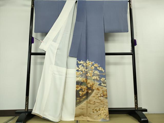 平和屋本店●極上 創業460年・千總 色留袖 駒刺繍 螺鈿 吉祥花文 紅碧色地 金糸 逸品 DZAB8351kh6