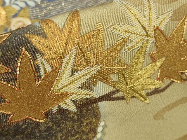 平和屋本店●極上 創業460年・千總 色留袖 駒刺繍 螺鈿 吉祥花文 紅碧色地 金糸 逸品 DZAB8351kh6