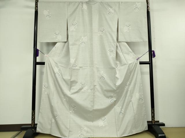 平和屋本店●極上 銀座もとじ 本場大島紬 白大島 薔薇 バラ 逸品 DZAB8360kh6
