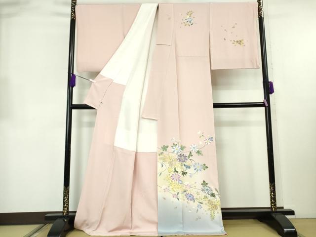 平和屋本店●極上 訪問着 友禅 作家物 枝花文 虹色地 暈し染め 逸品 DZAB8362kh6