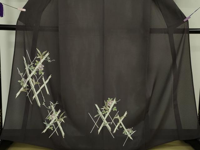 平和屋本店*極上 夏物 訪問着 変わり絽 鉄仙花 紅消鼠色地 金彩 逸品 DZAB8386kh6