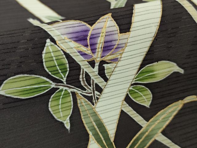 平和屋本店*極上 夏物 訪問着 変わり絽 鉄仙花 紅消鼠色地 金彩 逸品 DZAB8386kh6