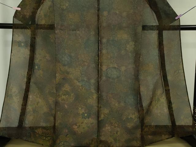 平和屋本店*希少 夏物 前田仁仙 仁仙更紗 本場縞大島紬 夏大島 寿紬謹製 更紗花鳥文 証紙付き 逸品 DZAB8393kh6