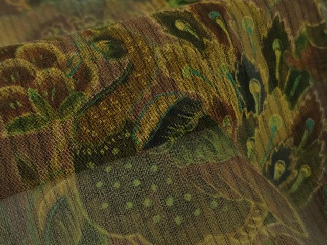 平和屋本店*希少 夏物 前田仁仙 仁仙更紗 本場縞大島紬 夏大島 寿紬謹製 更紗花鳥文 証紙付き 逸品 DZAB8393kh6