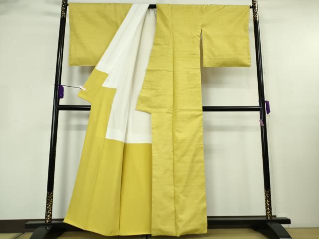平和屋本店●希少 人間国宝 志村ふくみ 紬・帯締め(紫根染:志村ふくみ・深見まさ)セット 小大丸扱い 刈安色 たとう紙付き 逸品 DZAB8403kh6