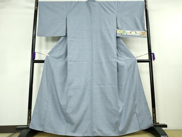 平和屋本店●極上 本場結城紬 重要無形文化財 色無地 紅碧色 証紙・証明書付き 逸品 DZAB8409kh6