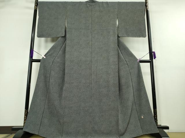 平和屋本店●極上 人間国宝 小宮康孝 型:篠原雄次 江戸小紋 舞桜 黒地 反端付き 逸品 未使用 DZAB8415kh6