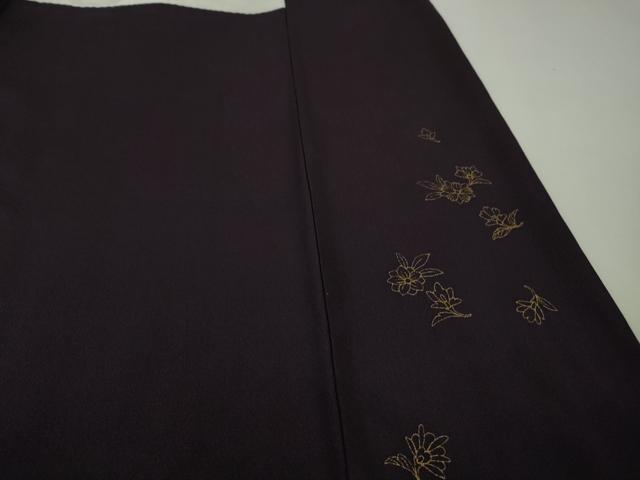 平和屋本店●極上 訪問着 総刺繍 舞花文 濃い深紫色地 暈し染め 金糸 逸品 DZAB8418kh6