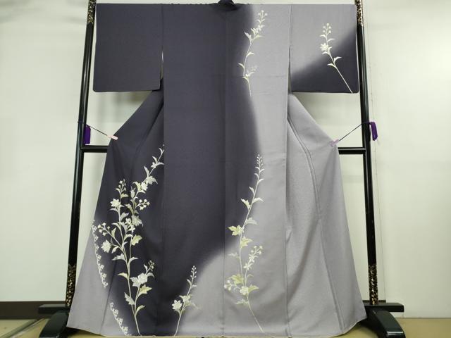平和屋本店●極上 訪問着 総手刺繍 枝花文 暈し染め 金銀糸 逸品 DZAB8421kh6