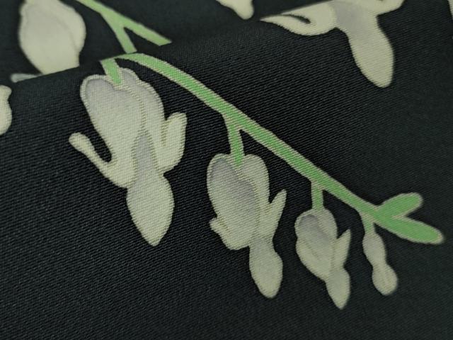 平和屋本店●極上 本加賀友禅作家 茶谷孝志 訪問着 鈴蘭 濃い藍鉄色地 逸品 DZAB8428kh6