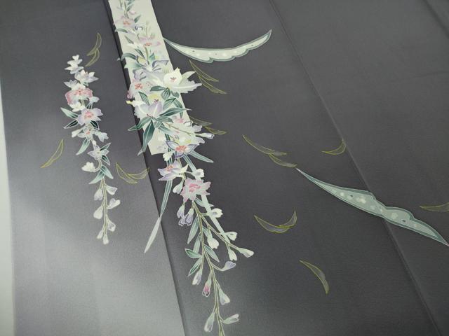 平和屋着物●極上 本加賀友禅作家 坂下順子 訪問着 短冊花文 紫苑色地 暈し染め さが美扱い 逸品 DZAB8429kh6