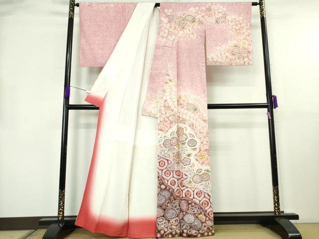 平和屋本店●極上 十七代京屋林蔵 本場結城紬 訪問着 辻が花 暈し染め 逸品 DZAB8434kh6