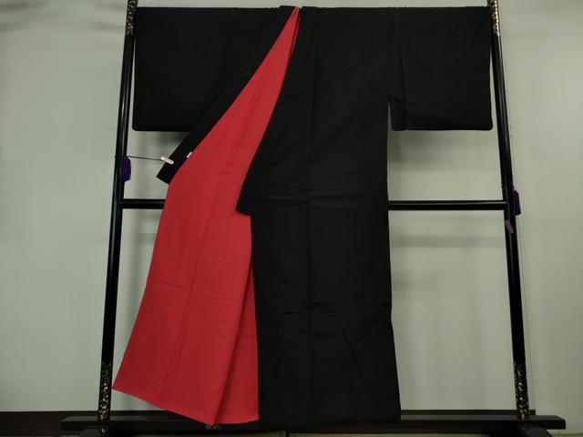 平和屋本店●極上 男性 銀座もとじ 色無地 キングサイズ 袷 黒地 御召縮緬 逸品 DZAB8451kh6