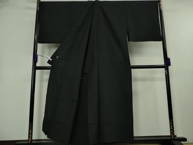 平和屋本店▽極上 男性 銀座もとじ 色無地 単衣 キングサイズ 黒地 御召縮緬 逸品 DZAB8455kh6