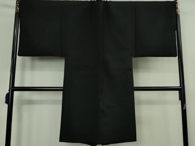 平和屋本店∞極上 男性 銀座もとじ 長羽織 キングサイズ 袷 黒地 御召縮緬 逸品 DZAB8464kh6