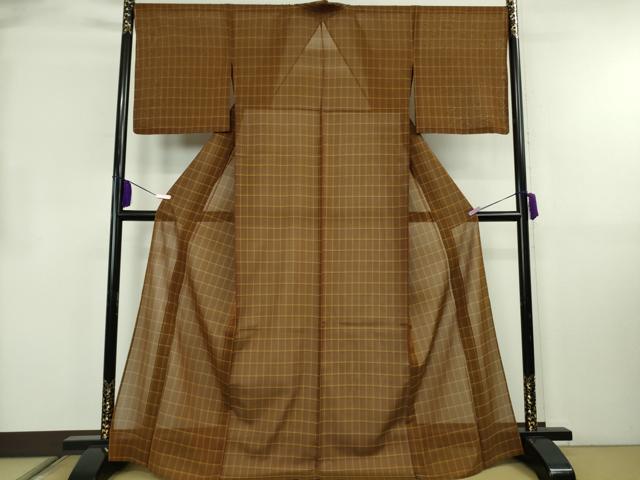 平和屋本店*希少 夏物 本場黄八丈 夏黄八 紗紬 格子 逸品 未使用 DZAB8482kh6