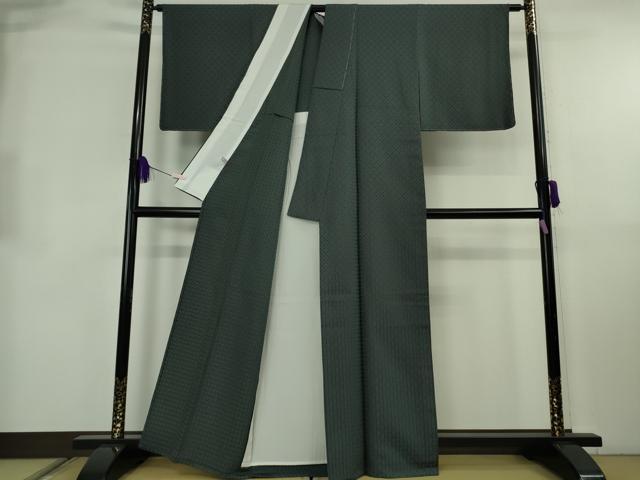 平和屋本店▽極上 伝統工芸士 曽根武勇 お召 単衣 廣東間道 上代138万 証紙付き 逸品 未使用 DZAB8483kh6
