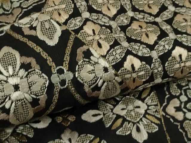 平和屋本店●極上 中国三大刺繍 スワトウ刺繍 汕頭刺繍 総刺繍 訪問着 切嵌名物裂 黒地 逸品 DZAB8505kh6