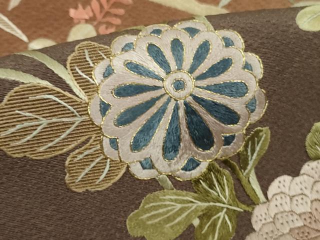 平和屋本店●極上 訪問着 総手刺繍 草花 雪芝 暈し染め 金糸 逸品 未使用 DZAB8506kh6