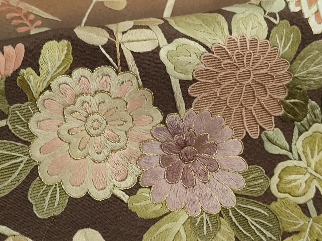 平和屋本店●極上 訪問着 総手刺繍 草花 雪芝 暈し染め 金糸 逸品 未使用 DZAB8506kh6