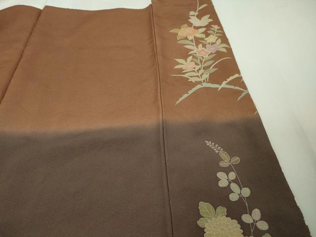 平和屋本店●極上 訪問着 総手刺繍 草花 雪芝 暈し染め 金糸 逸品 未使用 DZAB8506kh6
