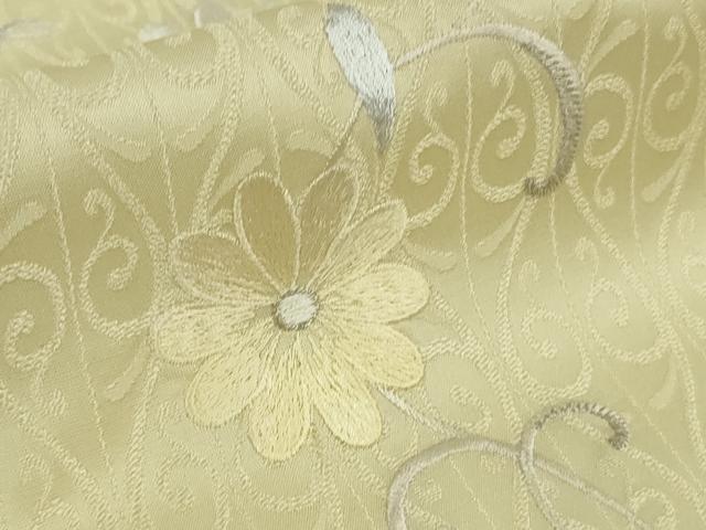 平和屋本店●極上 訪問着 総刺繍 花唐草文 立涌地紋 クリームイエロー色地 やまと誂製 逸品 DZAB8527kh6