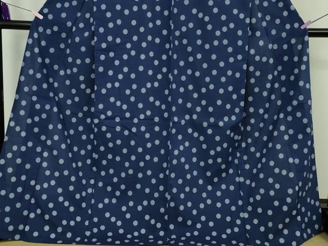 平和屋着物∴極上 夏物 阿波しじら織 浴衣 丸文 ドット 綿 証紙・反端付き ロング丈 逸品 未使用 DZAB8534kh6