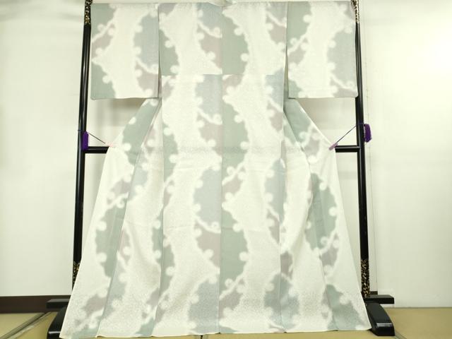 平和屋本店*極上 夏物 小紋 唐草紋紗 雪輪 暈し染め ロング丈 逸品 DZAB8538kh6