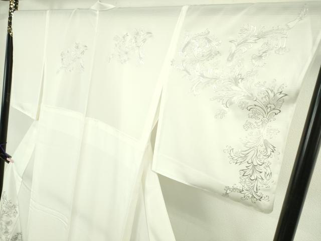 平和屋本店*極上 夏物 訪問着 絽 更紗花文 白地 銀彩 ロング丈 逸品 未使用 DZAB8541kh6