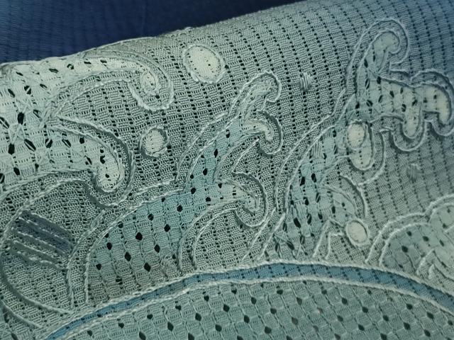 平和屋本店*極上 夏物 中国三大刺繍 スワトウ刺繍 汕頭刺繍 手刺繍 訪問着 紗 海老 立波葉文 鉄紺色地 暈し染め 銀糸 逸品 DZAB8544kh6