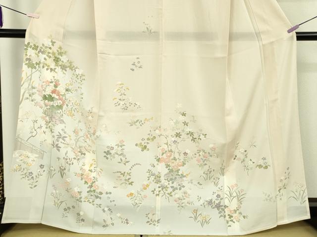 平和屋本店*極上 夏物 訪問着 絽 草花文 暈し染め 金彩 逸品 DZAB8546kh6