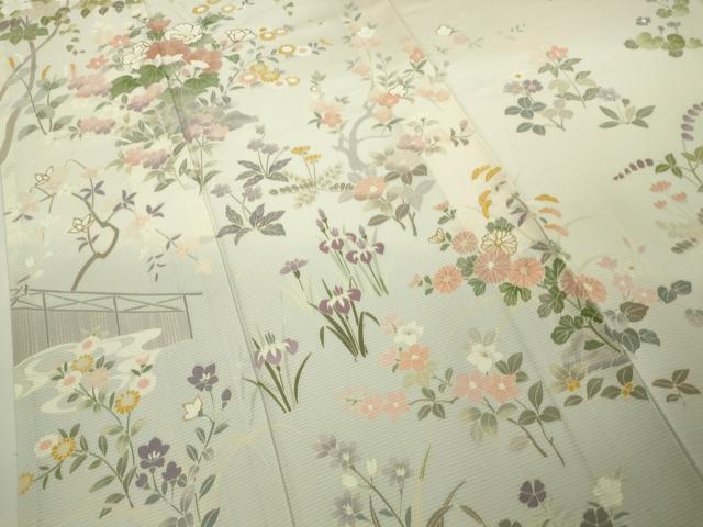 平和屋本店*極上 夏物 訪問着 絽 草花文 暈し染め 金彩 逸品 DZAB8546kh6