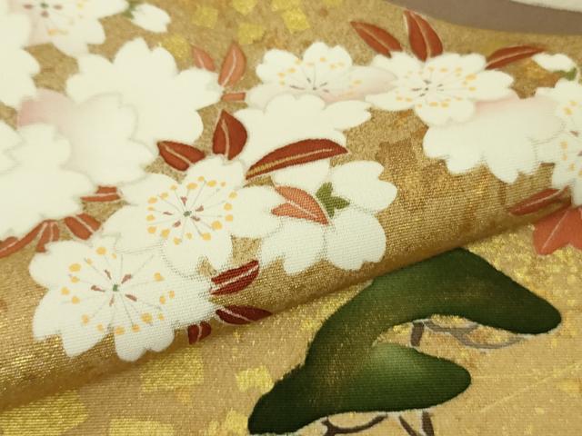 平和屋本店●極上 京都の和装業の老舗一門 千切屋 色留袖 芒に裂取草花 練色地 金彩 上代275万 箱付き 仮絵羽 逸品 未使用 DZAB8547kh6