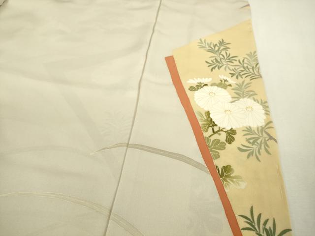 平和屋本店●極上 京都の和装業の老舗一門 千切屋 色留袖 芒に裂取草花 練色地 金彩 上代275万 箱付き 仮絵羽 逸品 未使用 DZAB8547kh6