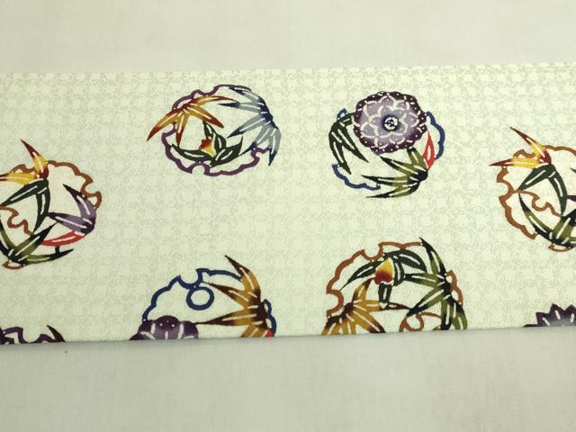平和屋本店●極上 琉球びんがた 九寸名古屋帯 びんがた職人工房 屋宜元七 雪輪花丸文 証紙付き 逸品 DZAB8570kh6