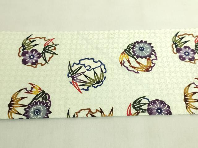 平和屋本店●極上 琉球びんがた 九寸名古屋帯 びんがた職人工房 屋宜元七 雪輪花丸文 証紙付き 逸品 DZAB8570kh6