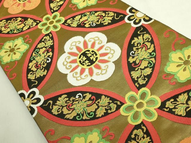 平和屋着物●極上 洛風林 工芸帯地 六通柄 本袋帯 七宝花文 金糸 逸品 DZAB8578kh6