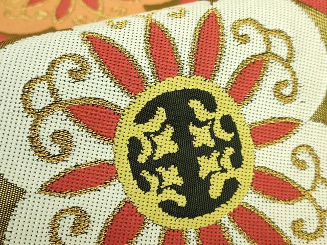 平和屋着物●極上 洛風林 工芸帯地 六通柄 本袋帯 七宝花文 金糸 逸品 DZAB8578kh6