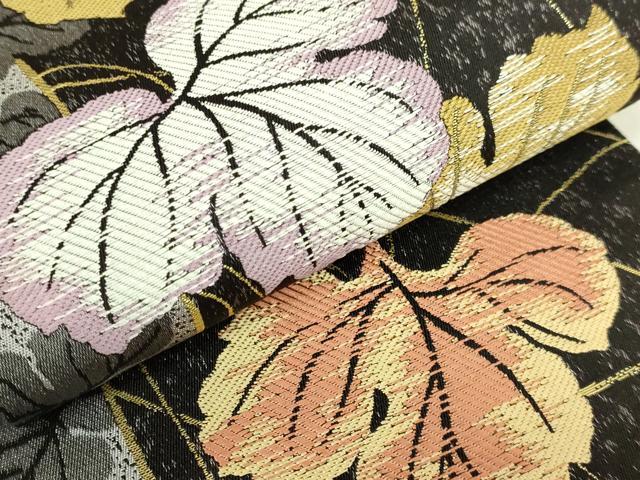 平和屋着物●極上 両面 半幅帯 蔦の葉文 金糸 逸品 DZAB8581kh6