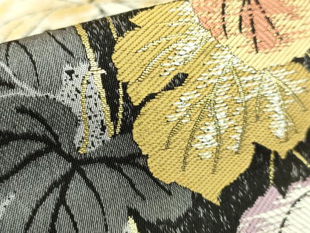平和屋着物●極上 両面 半幅帯 蔦の葉文 金糸 逸品 DZAB8581kh6