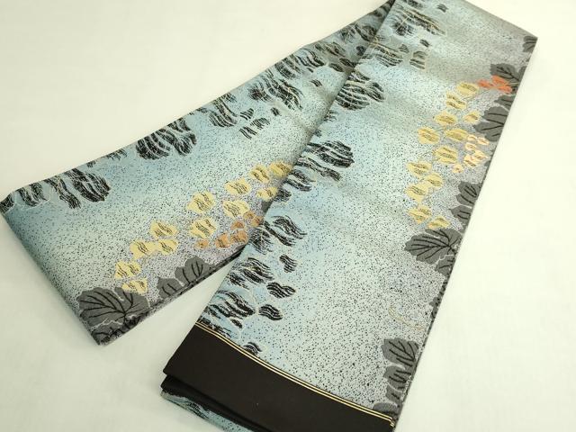 平和屋着物●極上 両面 半幅帯 蔦の葉文 金糸 逸品 DZAB8581kh6