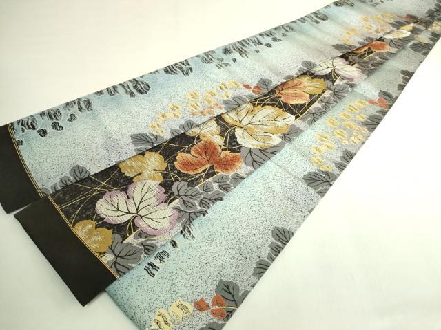 平和屋着物●極上 両面 半幅帯 蔦の葉文 金糸 逸品 DZAB8581kh6