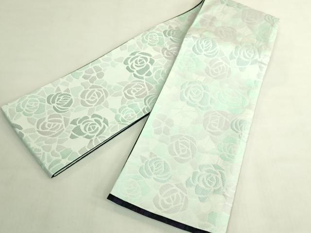平和屋着物●極上 両面 半幅帯 薔薇 バラ 草花文 逸品 DZAB8597kh6
