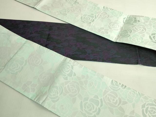 平和屋着物●極上 両面 半幅帯 薔薇 バラ 草花文 逸品 DZAB8597kh6