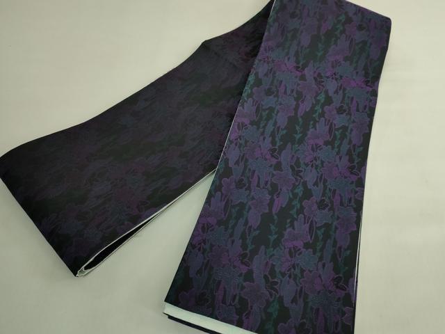 平和屋着物●極上 両面 半幅帯 薔薇 バラ 草花文 逸品 DZAB8597kh6